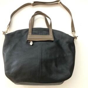 Pour La Victoire Large Pebbled Leather Hobo Handbag Black Brown Detachable Strap